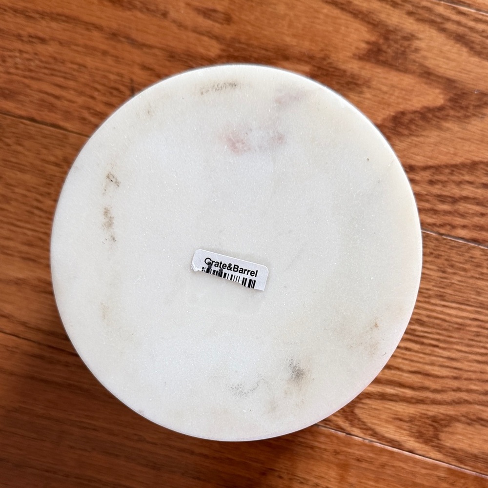 Crate&Barrel Cream Marble & Wood Wine Coaster